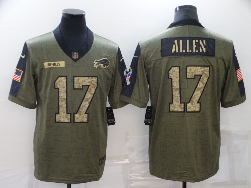 2021 Men Buffalo Bills #17 Allen Nike Olive Salute To Service Limited NFL jersey->new york knicks->NBA Jersey